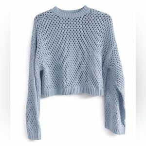 Divided H&M Light Blue Open Knit Cropped Sweater Size S